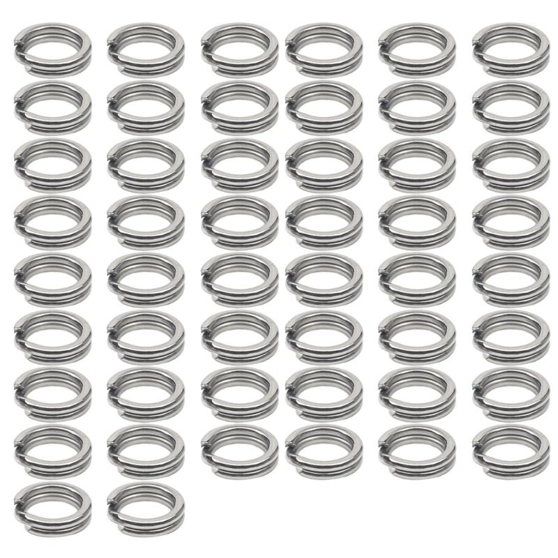 50Pcs Split Rings Assorted Fishing Split Rings Stainless Fishing Tackle Rings