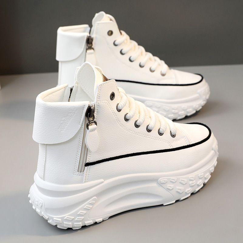 High-top Shoes Women's Summer Women's Shoes Round Toe Shoes Increased Thick-soled Casual Sneakers Street Shooting Plus Size Shoes