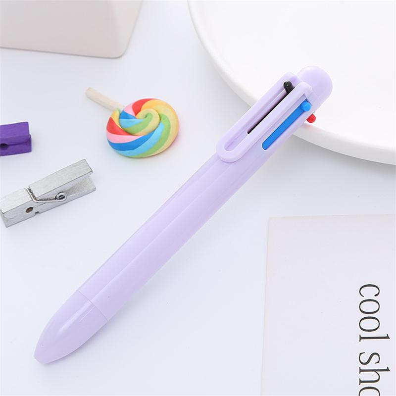 

1pcs Candy Design Multi Color Ink Ballpoint Pen 0.5mm 6 In 1 Roller Ball Pen Spot Liner Marker Office School A7098 фіолетовий