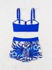 Bikini de Dos Piezas con Estampado de Bloques de Color de Moda con Cordón en el Pecho y la Cintura Moda Para Vacaciones