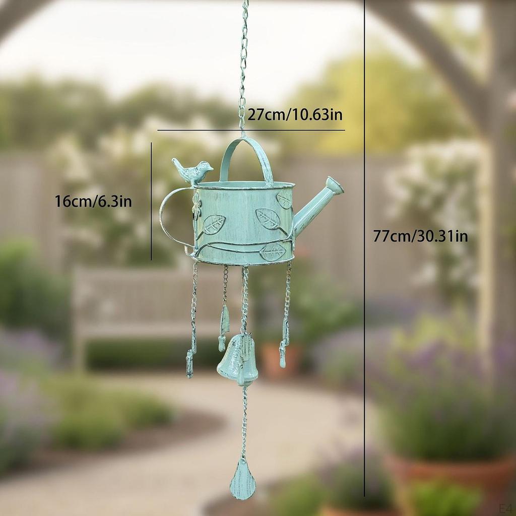Watering Can Metal Wind Chime Decorative Ornament Unique Hanging Display Windchime for Home Yard