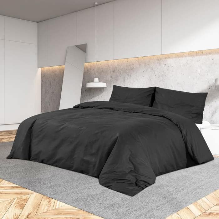 VidaXL Black Duvet Cover Set 200x200 Cm Lightweight Microfiber135979