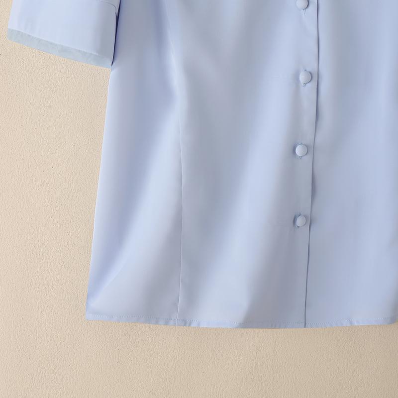 VONDA Elegant Women Short Sleeve Buttons Up Casual Office Blouse Work Wear