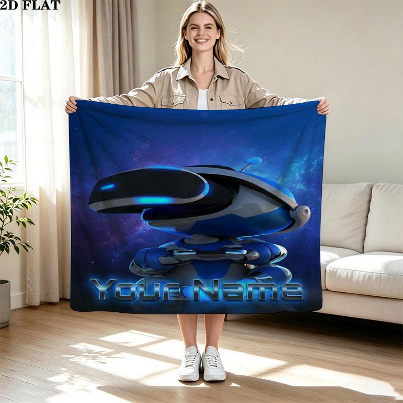 1PC ASTRO BOT Custom Name Patterned Flannel Blanket Suitable For All Seasons for Home Decor Warmth and Comfort Gifts Holiday Present
