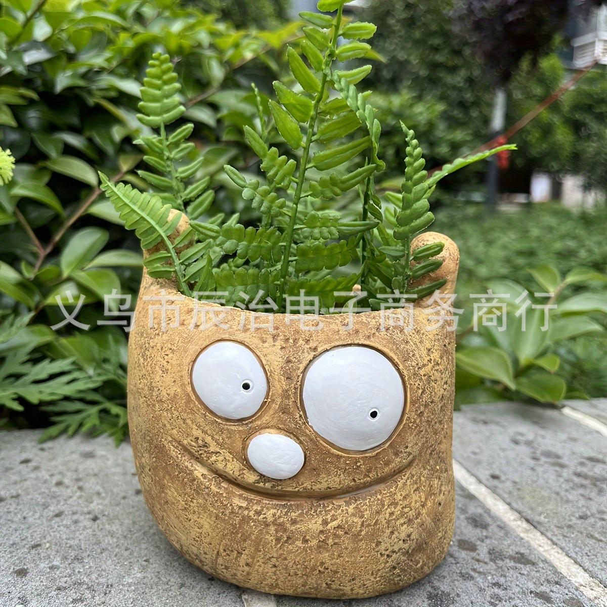 Creative new product funny cute expression flower pot courtyard garden balcony home decoration statue flower pot