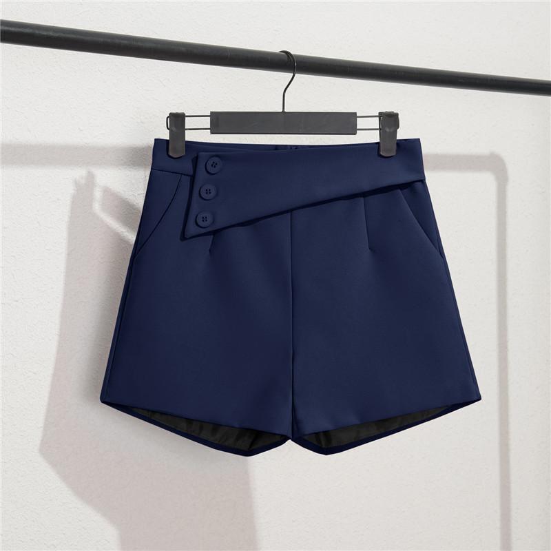Blue suit shorts women's black summer thin year new loose high waist a word casual wide leg hot pants