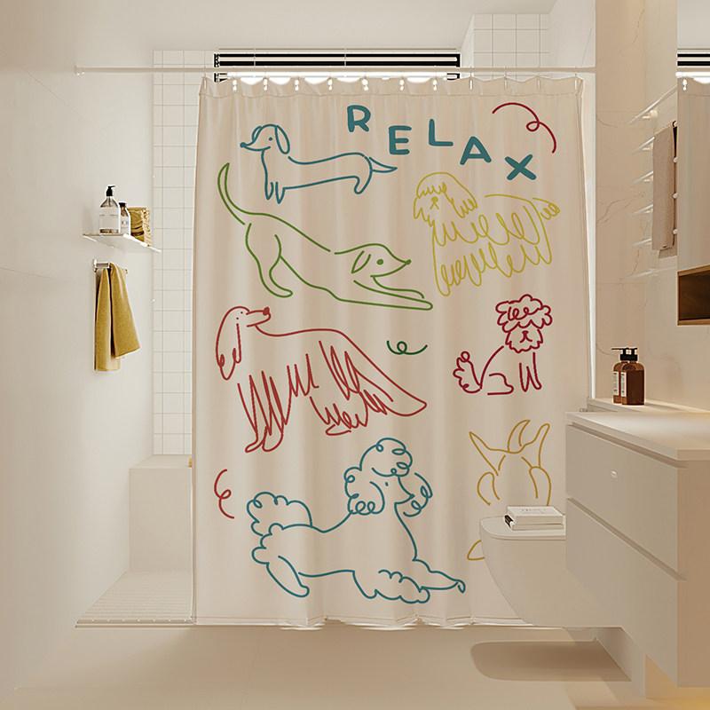 

Korean-Style Instagram-Inspired Bathroom Curtain Waterproof Shower Curtain With Blackout Function Home Decor Multiple Sizes W60H190(CM)-1 Pcs