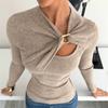 Women's New Long-sleeved Bottoming Shirt Slim Knitted Top T-shirt Pullover