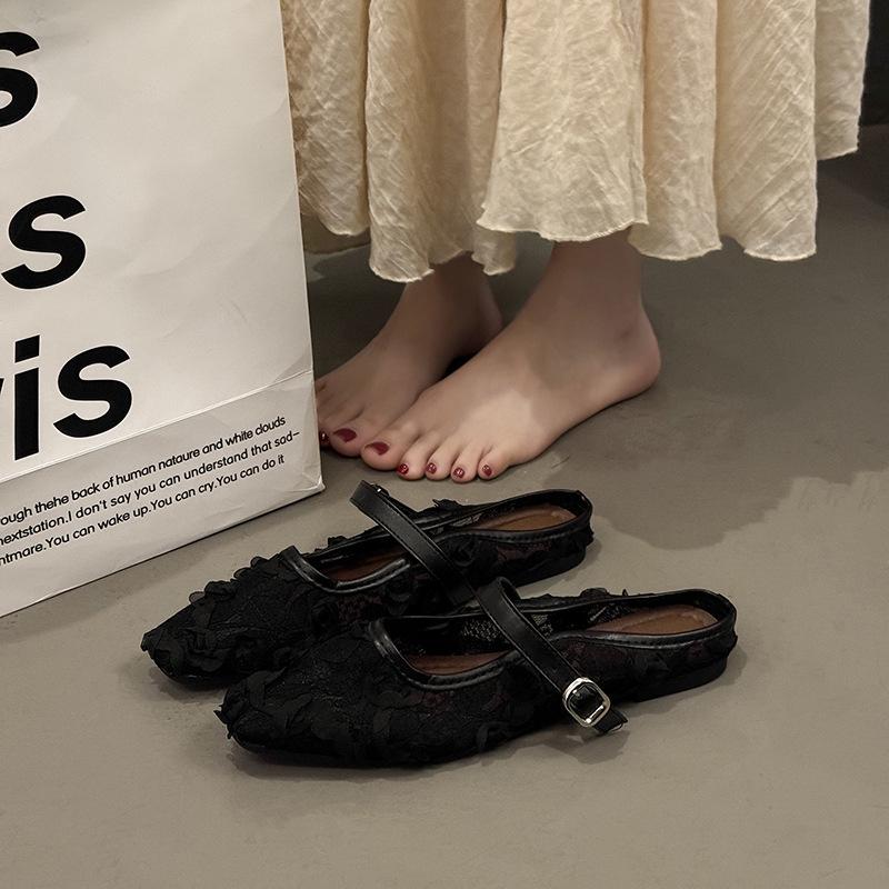 Retro Ballerina mit flachem Boden und weicher Sohle 2025 neue chinesische Hausschuhe Damen sanfter Wind Doudou-Schuhe Fee neu Mesh-Wind