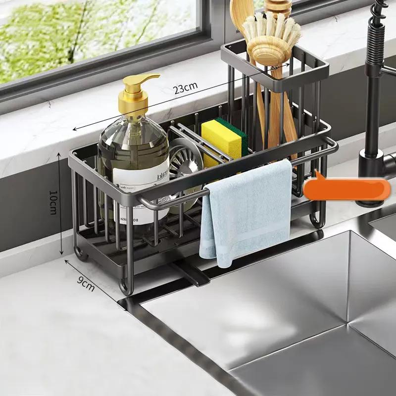 

Cloth Rack Kitchen Sponge Drain Rack Sink Countertop Drain Rack Blue Multifunctional Cloth Storage Rack YLE636 #3&23.2*9.3*15.8cm