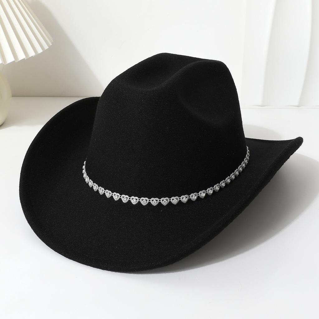 Strass Kleines Herz Damen Western Cowboy Zylinder Herren und Damen Party Freizeit Zylinder Filzhut