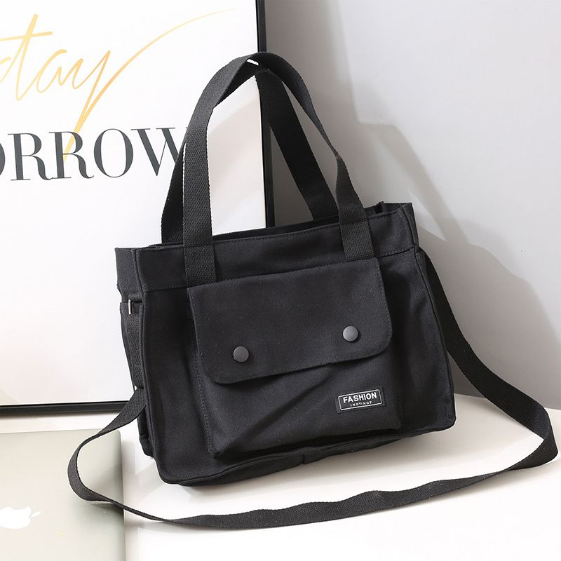 

Холщовая сумка на одно плечо для женщин, сумка-мессенджер для студентов колледжей большой вместимости one size чёрный