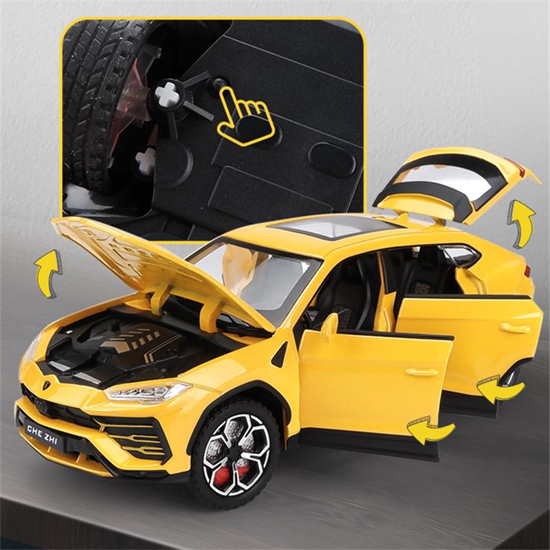 1/24 Lamborghini URUS Bison SUV-Sportwagenmodell aus Legierung, Druckguss-Geländewagen aus Metall, Automodellsimulation, Ton und Licht, Kinderspielzeug, Geschenk