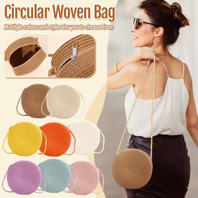 Children's Holiday Travel Round Straw Crossbody Beach Bag
