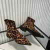 Fashion Women's Boots 2024 Autumn New Women's Leopard Print Boots Fashionable and Versatile Pointed Toe Short Boots Botas De Mujer