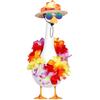 Conjunto de Roupa de Ganso de Praia Tendência Havaiana Colorida Flor Lei Fantasia de Ganso de Varanda Venda Quente Chapéu de Palha Óculos de Sol Decoração
