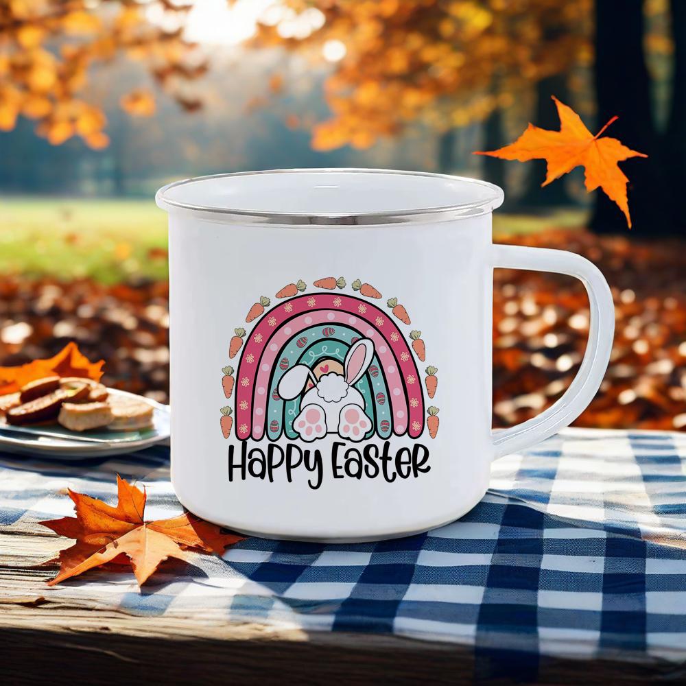 Rainbow Enamel Mug Colorful Beer Cups Breakfast Cup Happy Easter Mug Dwarf Themed Coffee Cup For BBQ Party Original Mugs Funny