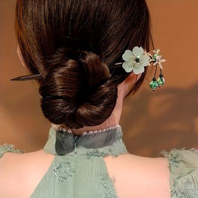 1pc Elegant Wooden Hairpin Set Simple Solid Color Headband Hair Coiling Tool Hanfu Dress Accessories Women's Hair Accessories