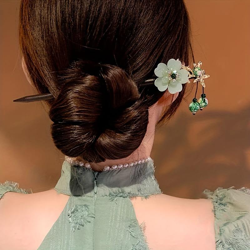 1pc Elegant Wooden Hairpin Set Simple Solid Color Headband Hair Coiling Tool Hanfu Dress Accessories Women's Hair Accessories