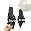 Baotou Halbschuhe Damen Strass Schleife tragen neu spitz flacher Mund flache Mules