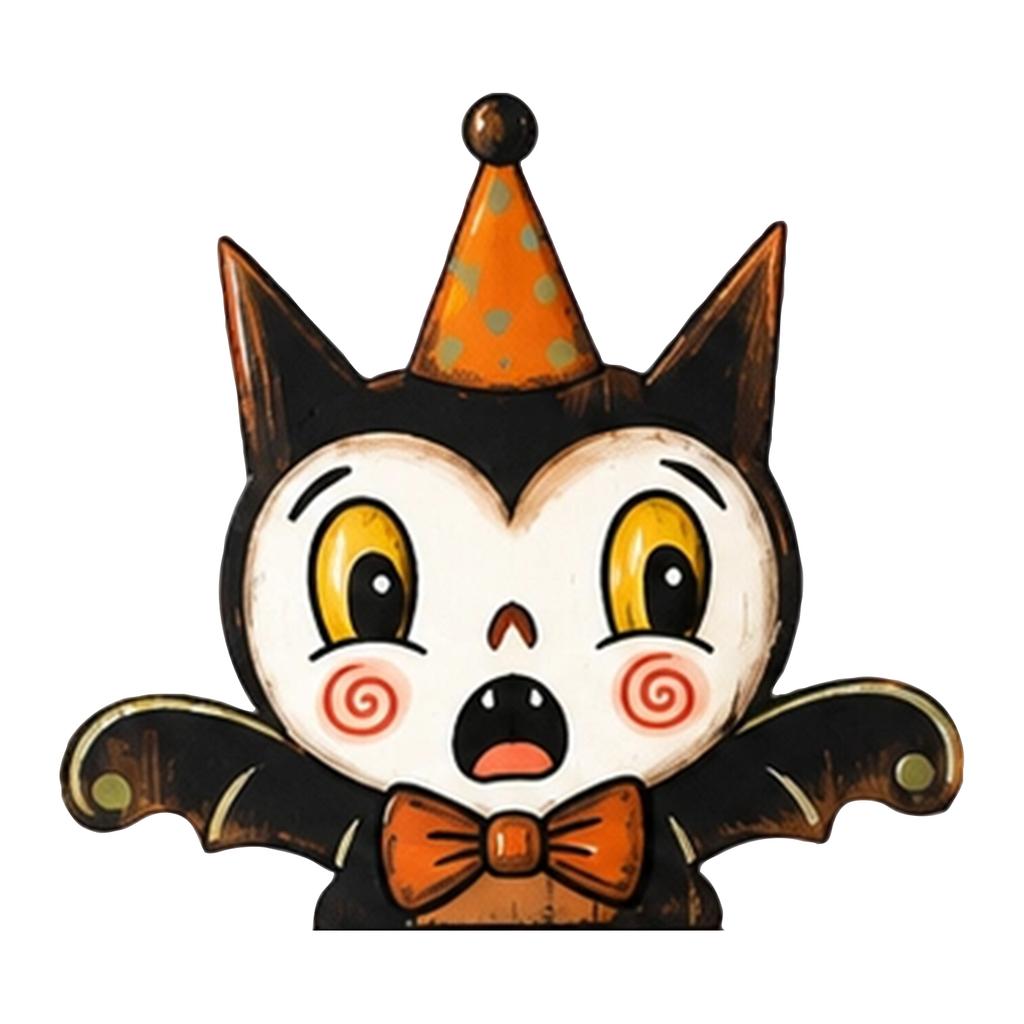 Vintage Style Halloween Wooden Decoration Set Pumpkin Ghost Bat Party Tray Display Festive Seasonal Home Tabletop Ornament