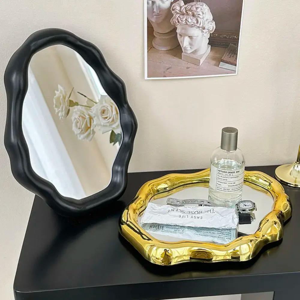 Creative Cosmetic Mirror Irregular Shape Living Room Table Decoration Cute Cloud Cosmetic Mirror Indoor Aesthetic Decoration