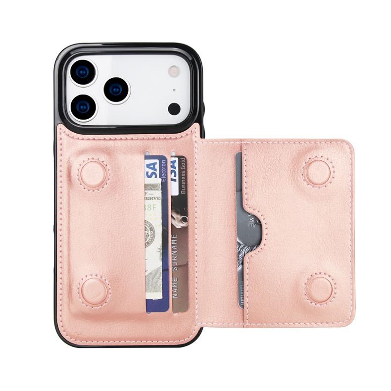 Applicable iPhone17Pro iPhone leather case15Plus Back-cover type protective case Samsung S25U Card holder