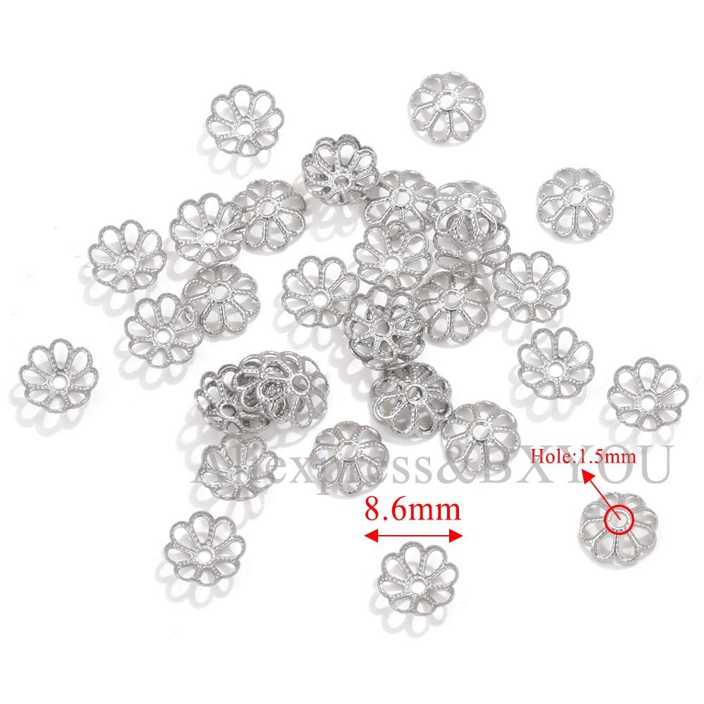 

50 шт./лот Разделительные бусины-колпачки в виде лепестков цветка из нержавеющей стали, Шармы, Чашечки для бусин, Фурнитура для изготовления ювелирных изделий