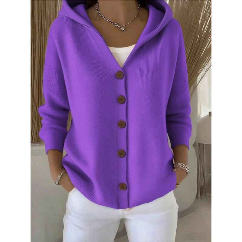 Autumn and Winter Hooded Knitted Cardigan Women's Solid Color Casual Fashion Sweater Jacket Women