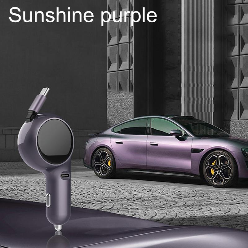 Type-C Fast Charging Adapter Double PD30W Super Charger Adapter Retractable Cable Cell Phone Charger Vehicle Interior Supplies