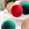 12 st 8 cm Sammet Julkulor Set Plast Röd Grön Jul Flockade Kulor Hänge Festival Julgranspynt