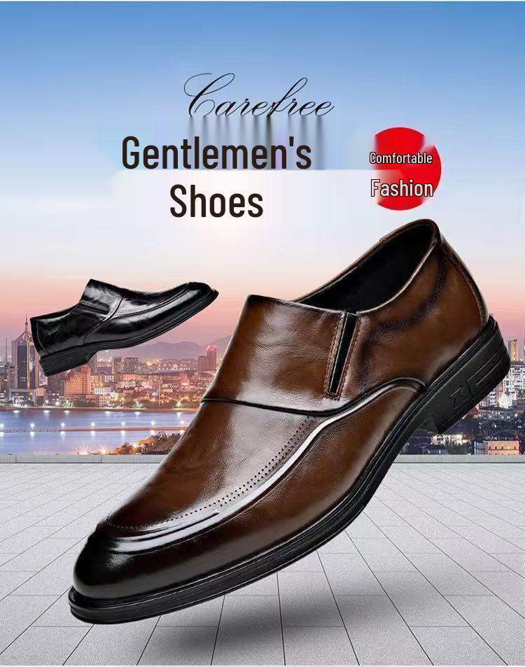 Versatile Embossed Cowhide Leather Casual Men's Shoes