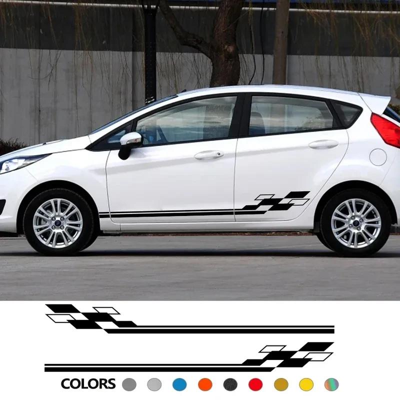 Car Door Side Skirt Vinyl Stickers For Ford Fiesta MK6 MK7 Mk8 6 7 ST Auto Line Graphic Decoration Decal Tuning Accessories