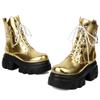 Fashion Platform Ankle Boots for Women New 2024 Winter Black Gold Silver Motorcycle Boots Punk Heel Zipper Party Shoes Lady Large Size
