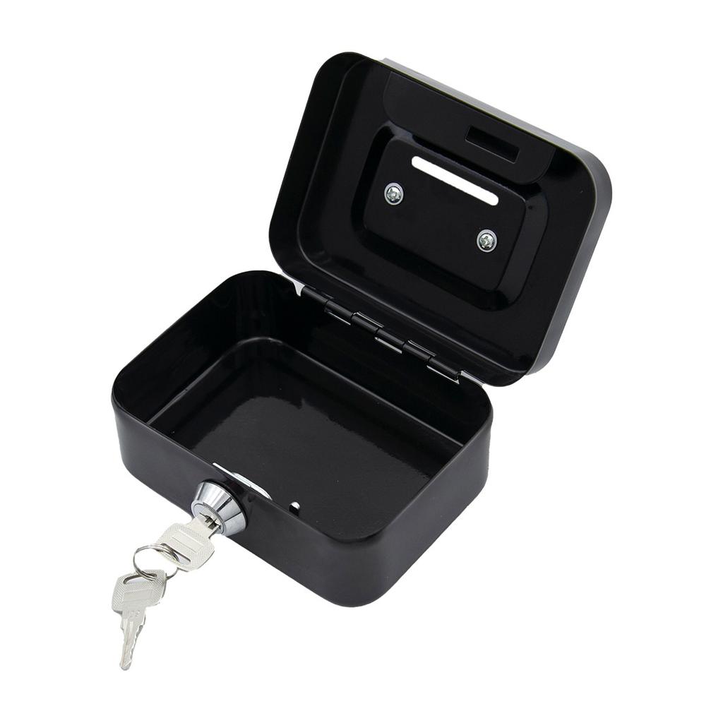 Money Box with Key -Money Tin with Lock - Small Lockable Cash Box with Coin Tray for Petty Cash Coins Notes