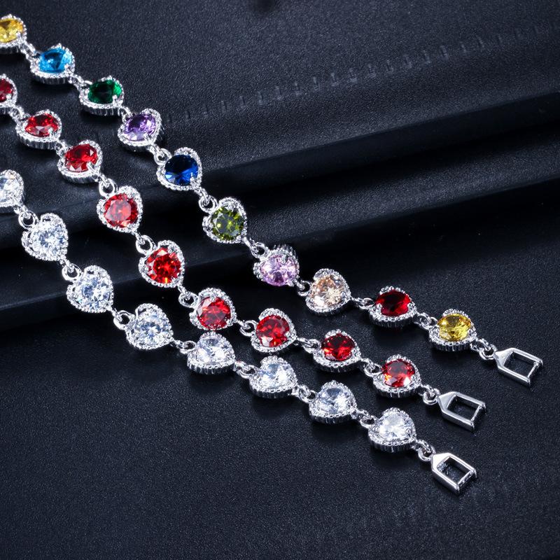 Braccialetto da Donna con Catena e Strass di Cristallo a Forma di Cuore per Gioielli Accessori Quotidiani da Festa