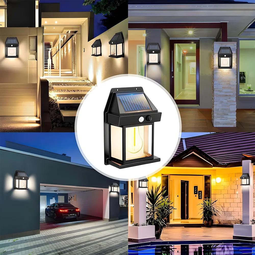LED Solar Wall Lamp Household Garden Tungsten Lamp Outdoor Waterproof Wall Light with Motion Sensor Villa Lighting Night Light