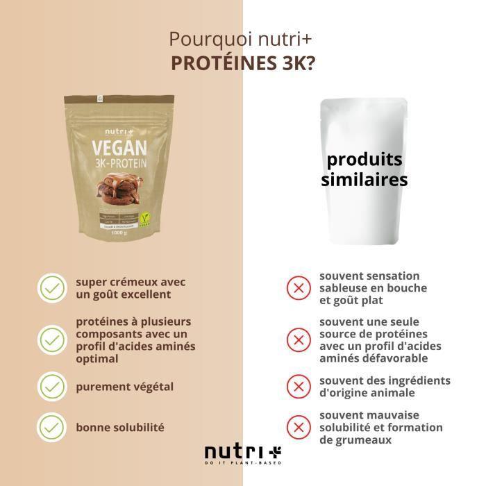 Nutri-plus shape &amp; shake 3k protein - poudre de protéines végétaliennes - biscuits et crème - proteines - 1000g