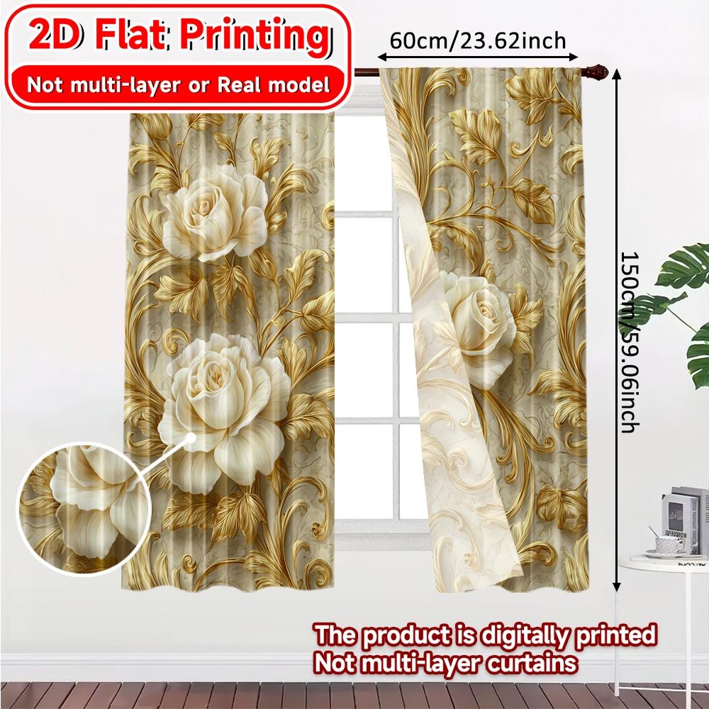 2D Flat Printing  2pcs Elegant Drapery Modern Minimalist Curtains Versatile 100% Polyester Curtains Decorations For Home Perfect
