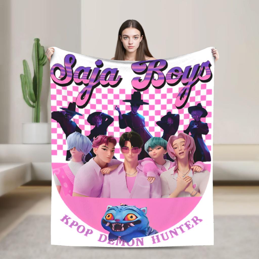 HUNTRIX KPOP Dämonenjäger Anime Flanelldecke Fantastische Überwurfdecke für Zuhause 200x150cm Teppichstück
