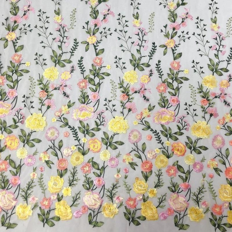 Wide 125cm High Density Embroidered Fabric Seven Colors for DIY Sewing Dress Available Fashionable Style Clothing Accessories