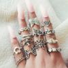 Exaggerated Mushroom Chain Flower Moon Love Butterfly Snake Hollow 13-piece Ring Set