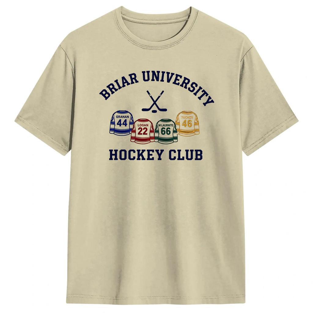 Mens T-Shirt Briar Hockey Est 2018 Off Campus T Shirts Trendy Cool Summer Tee Shirt Vintage Pure Cotton Clothes Plus Size
