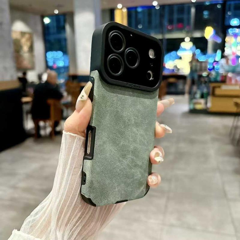 Luxury Matte Leather Silicone Case For iPhone 17 Air 16 15 14 Plus 13 12 11 Pro Max 7 8 XR X XS Lens Protection Shockproof Cover