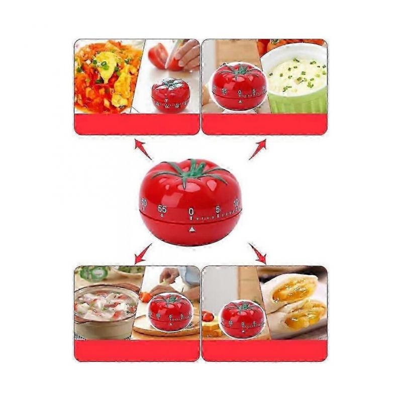 Tomato-Shaped Mechanical Kitchen Timer with 360 Rotating Base - Silent Cooking Baking Tool