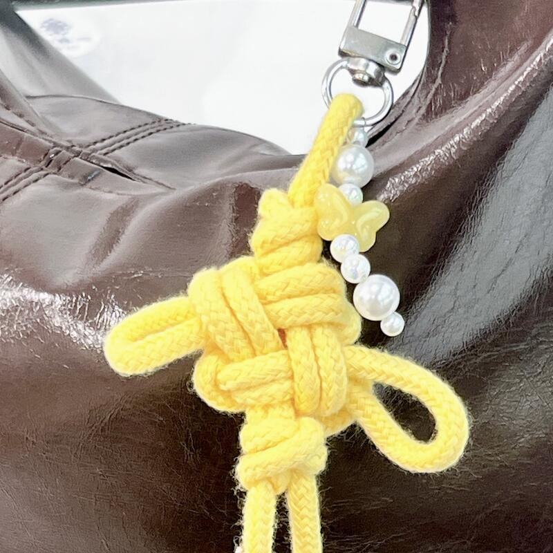Traditional Dongsimgyeol Knot Bead Keychain Craft DIY Kit with String