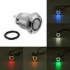 12mm LED Push Button Switch 12V 4Pin Silver Momentary Self-Locking Switches Waterproof