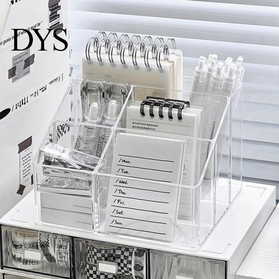 Acrylic Organizer for School Supplies Desk Organizer, Multi Compartments Pen Pencil Holder, Clear Desktop Storage Workstation Organization Drawer Box,