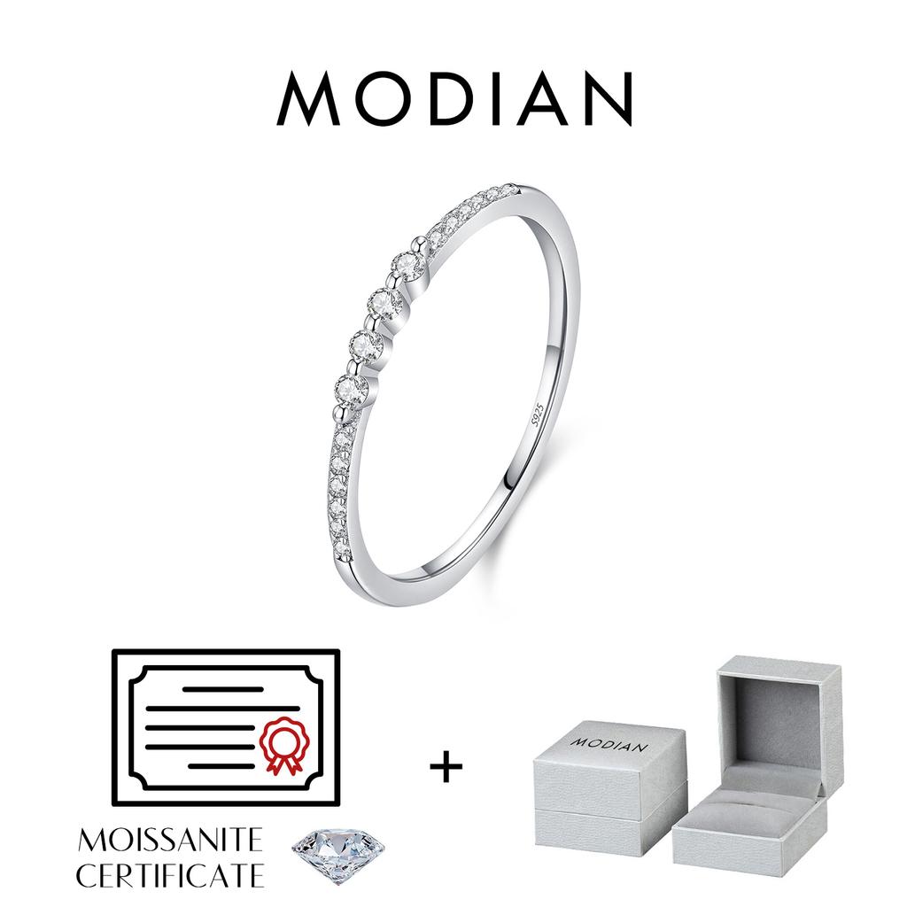 MODIAN Moissanite Rings 925 Silver Minimalist Lab Diamond Thin Ring Stackable Daily Wear Ring For Women Fine Jewelry