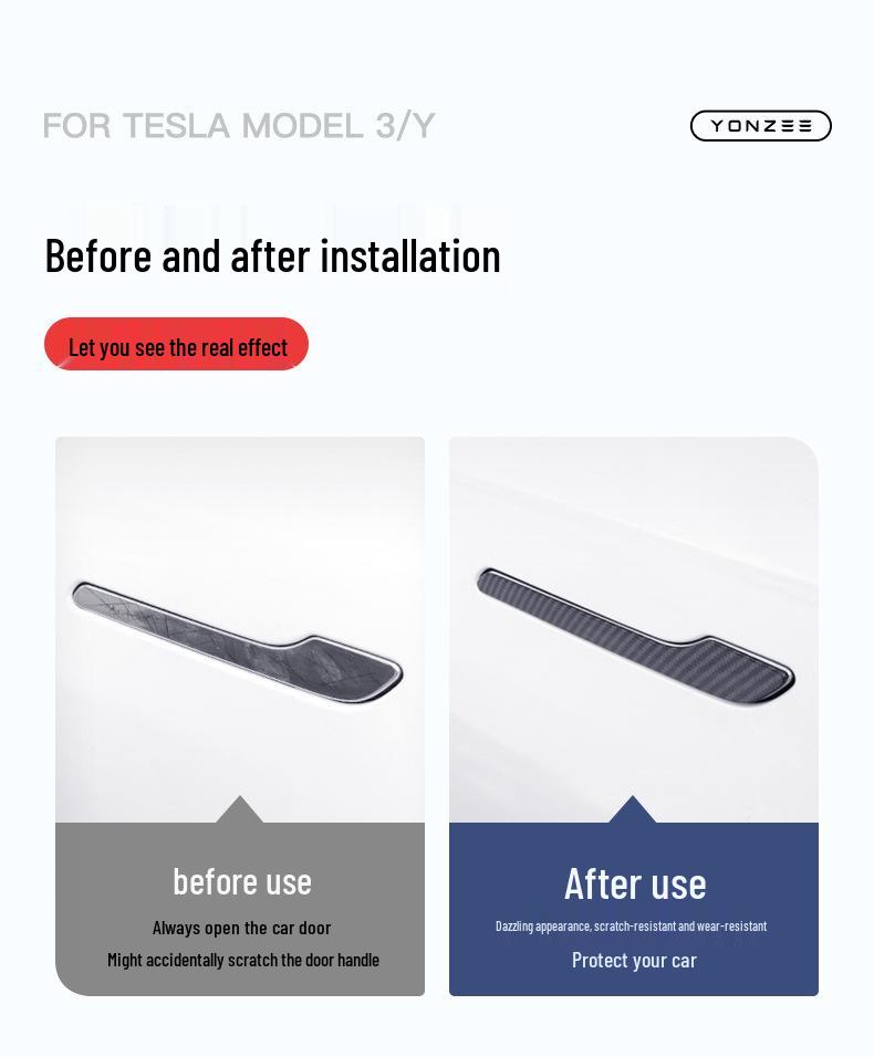 Tesla Model 3/Y/YL Carbon Fiber Texture Door Handle Decorative Patch